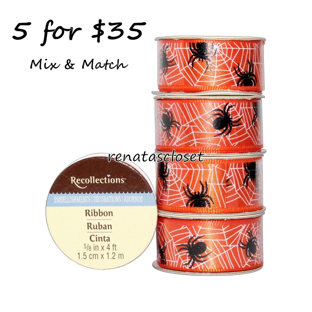 Recollections 5-piece 5/8" x 4' Crafting Ribbon Set NWT